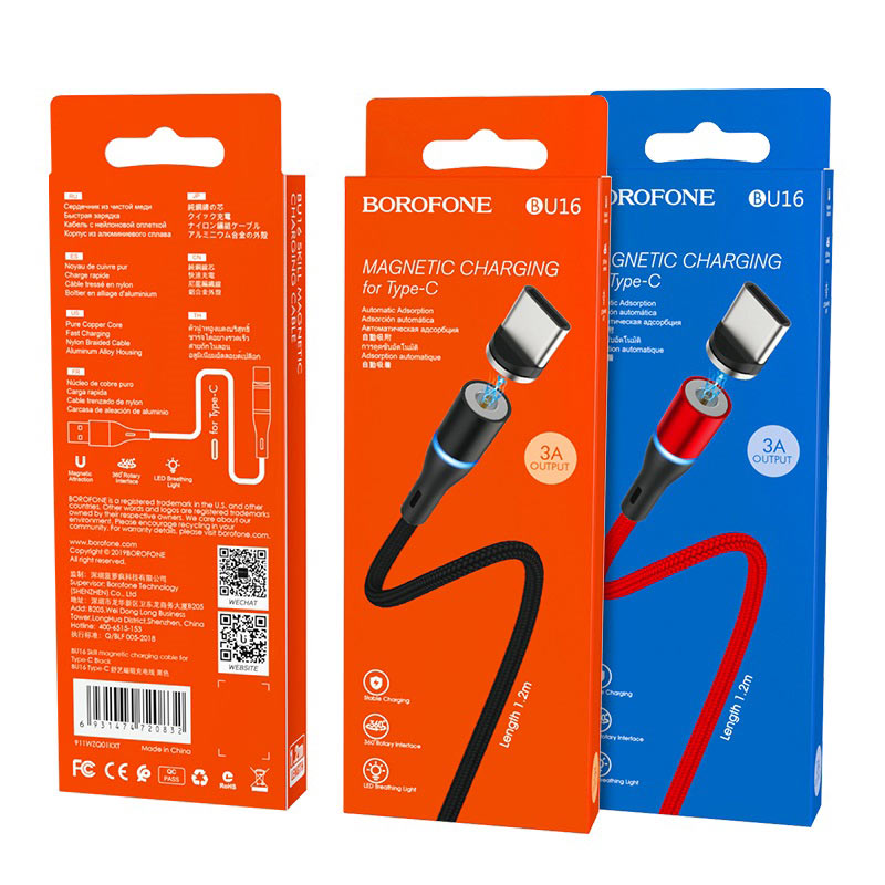 borofone bu16 skill magnetic зарядный кабель usb c упаковки