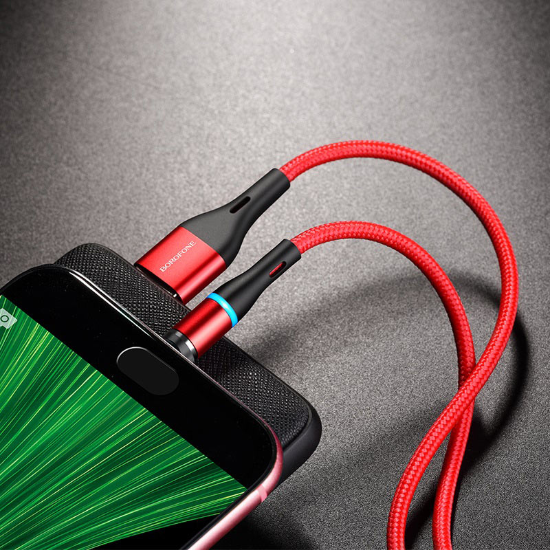 borofone bu16 skill magnetic зарядный кабель micro usb интерьер красный