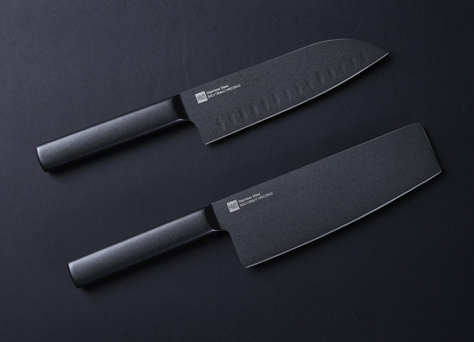 Набор ножей Huo Hou Black non-stick heat knife 2 psc. set два ножа крупным планом