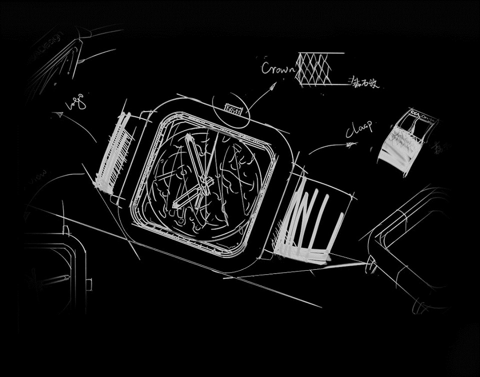 Часы GIGA Design full hollow mechanical watches прорисованные детали изделия