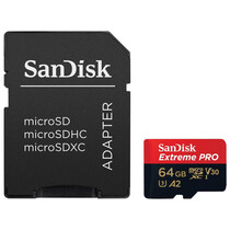 Карта памяти SanDisk Extreme Pro microSDXC Class 10 UHS Class 3 V30 A2 170/90MB/s 64GB + SD adapter SDSQXCY-064G-GN6MA