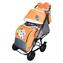 Санки-коляска SNOW GALAXY City-1 Три Медведя на оранжевом на больших колёсах Ева+сумка+вареж
