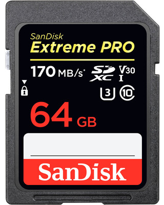 Карта памяти SanDisk Extreme Pro SDXC Class 10 V30 UHS-I U3 R170/W90MB/s 64GB SDSDXXY-064G-GN4IN