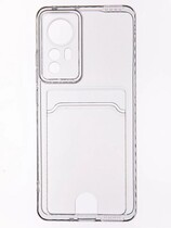 Накладка силиконовая с отсеком для карты с защитой камеры для Xiaomi Redmi Note 12 Pro 5G прозрачная